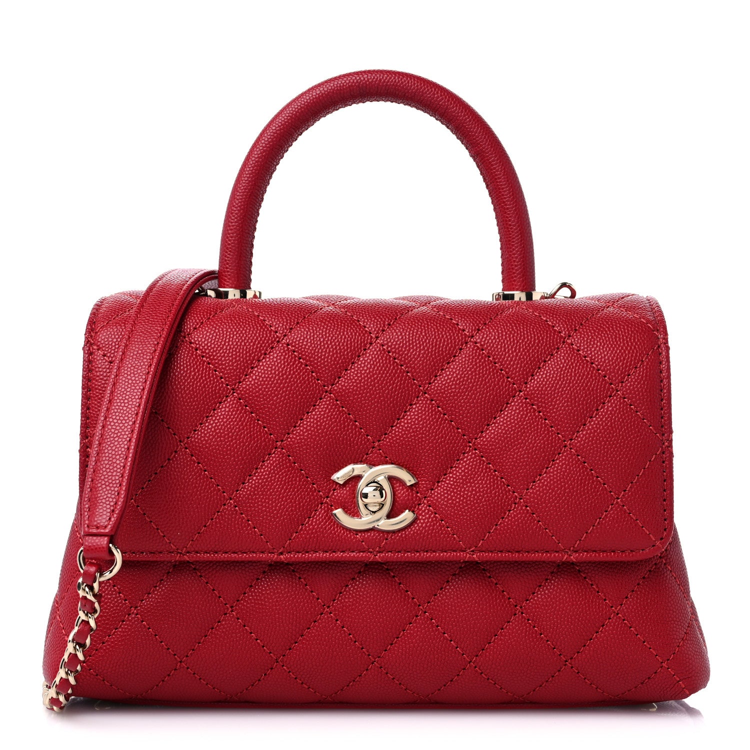 Chanel Caviar Quilted Mini Coco Handle Flap Red 1 of 10