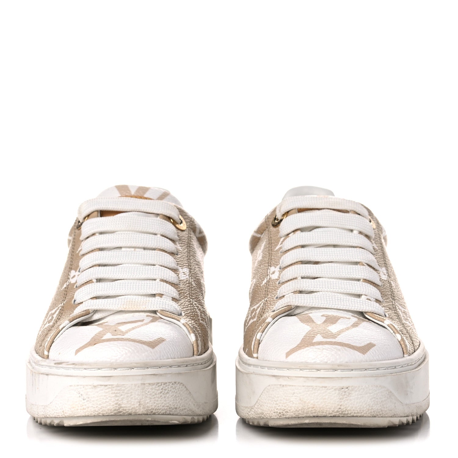 Louis Vuitton Monogram Giant Time Out Sneakers 36 Kaki White Beige 2 of 19