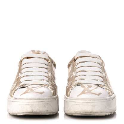 Louis Vuitton Monogram Giant Time Out Sneakers 36 Kaki White Beige 2 of 19