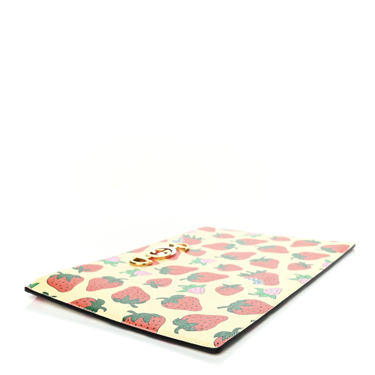 Gucci Calfskin Strawberry Print Zumi Pouch Ivory Red 3 of 5
