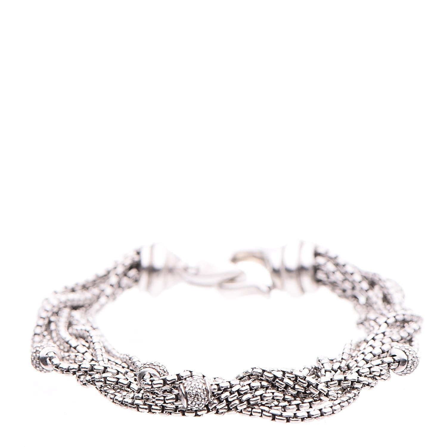 David Yurman Sterling Silver Diamond Pave Bead Multi Strand Bracelet 1 of 3
