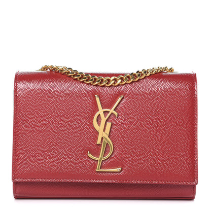Saint Laurent Grain De Poudre Small Monogram Kate Satchel Red 1 of 8