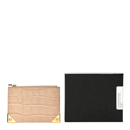 Alexander Wang Calfskin Crocodile Embossed Prisma Flat Pouch Almond Gold Hardware 10 of 10
