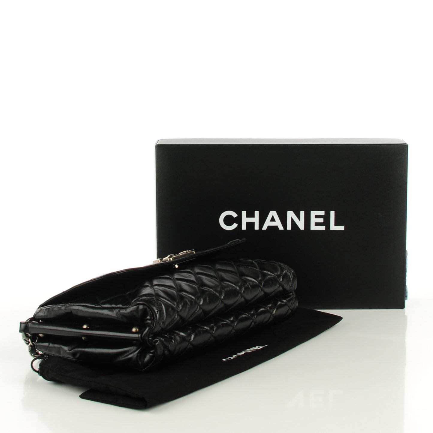 Glazed Calfskin Quilted Soft Boy Flap Black