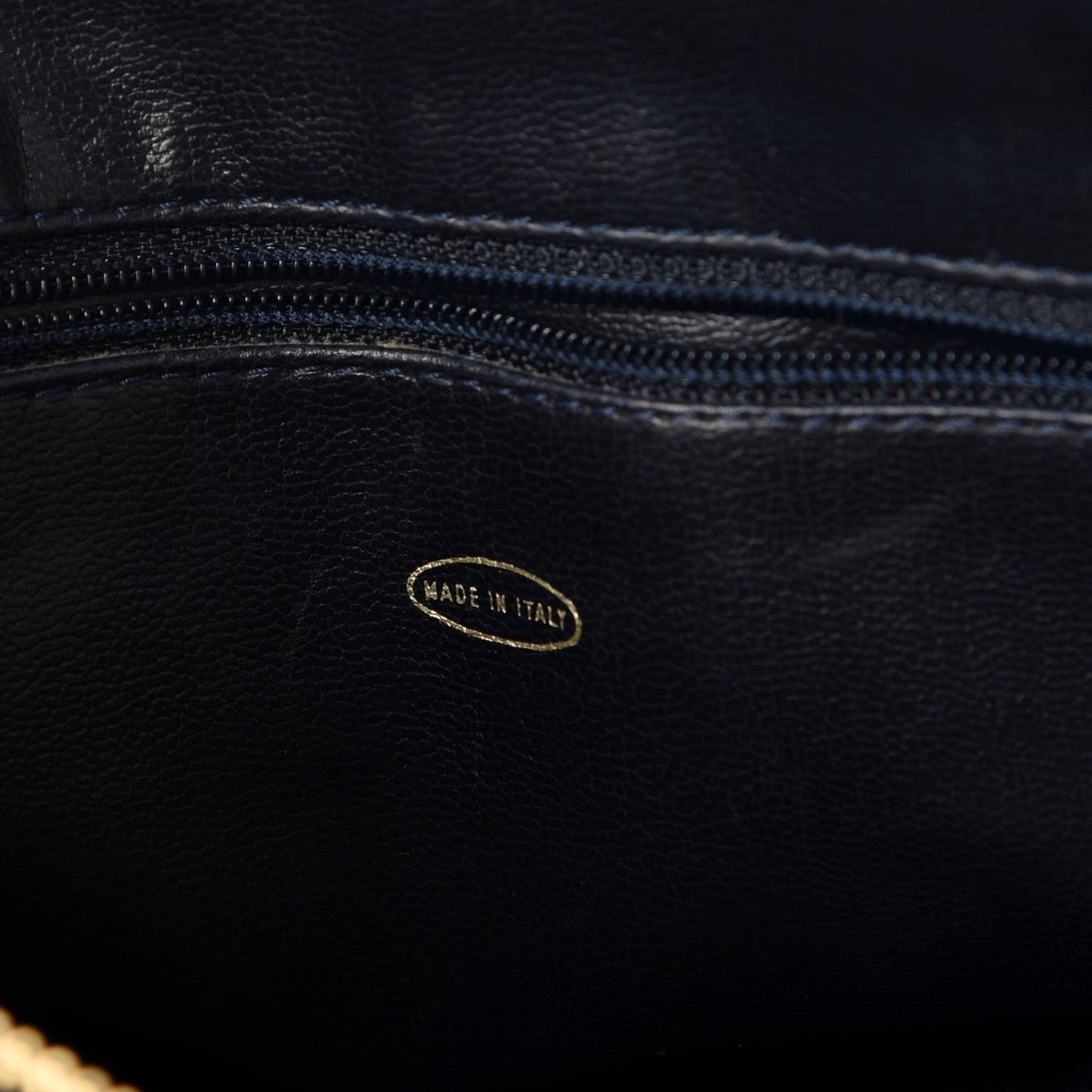 Lambskin Quilted Shoulder Bag Navy Blue