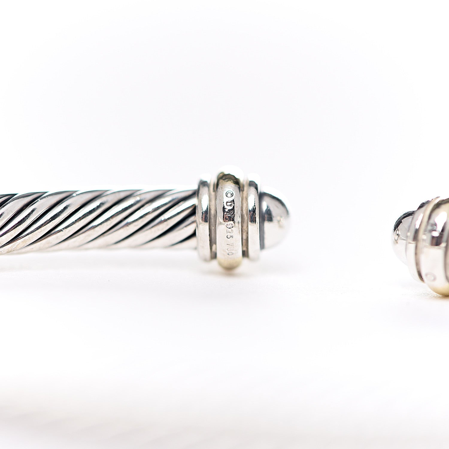 David Yurman Sterling Silver 18K Yellow Gold 4mm Cable Classics Bracelet 3 of 4