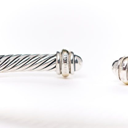 David Yurman Sterling Silver 18K Yellow Gold 4mm Cable Classics Bracelet 3 of 4