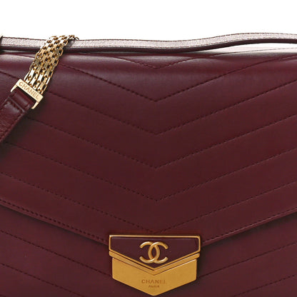 Chanel Calfskin Chevron Quilted Medal Flap Burgundy 8 of 11