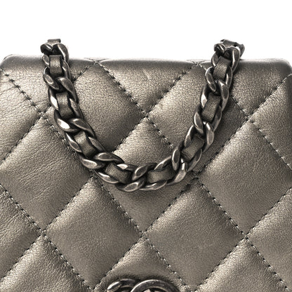 Chanel Metallic Calfskin Quilted Mini Coco Mail Clutch Ruthenium 8 of 12