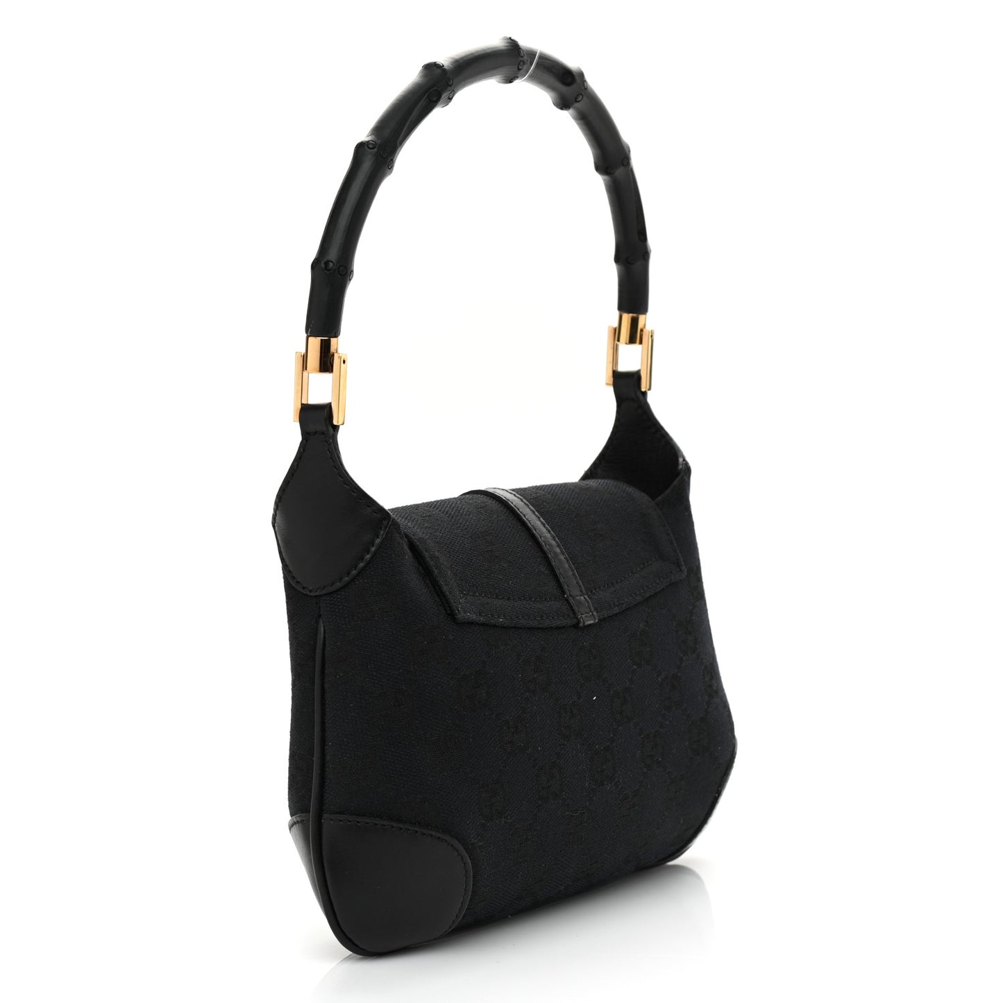 Calfskin Monogram Bamboo Handle Jackie O Hobo Black