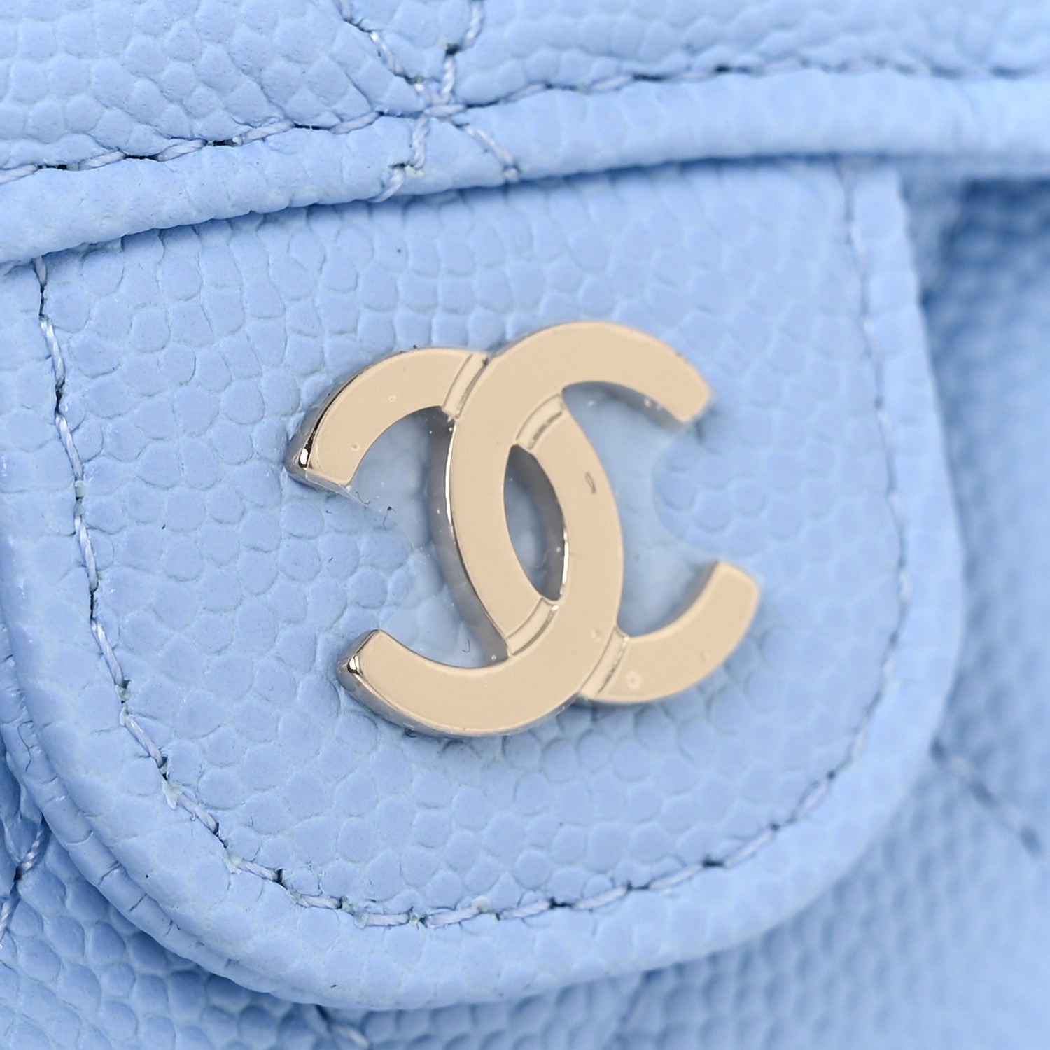 Chanel Caviar Quilted Flap Card Holder Wallet Light Blue 9 of 10