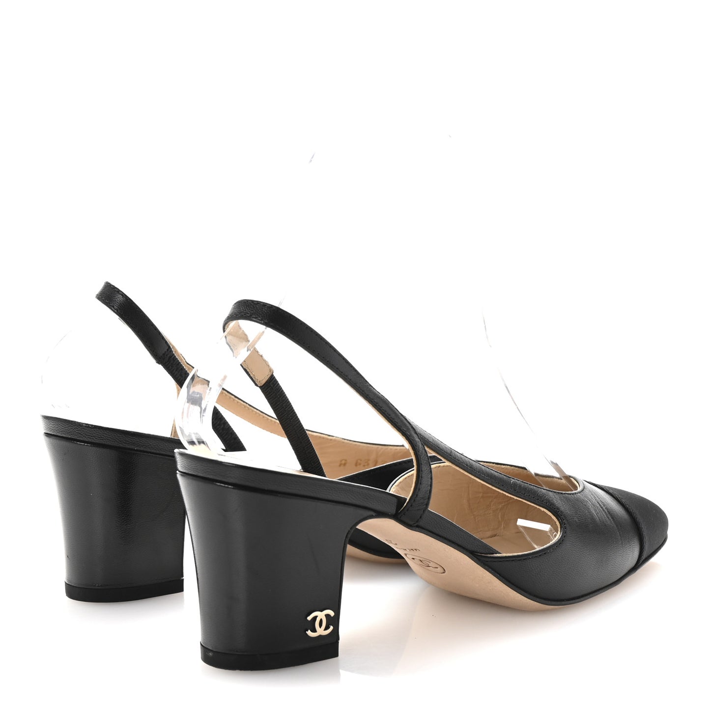 Goatskin Grosgrain Cap Toe CC Slingback Pumps 35.5 Black