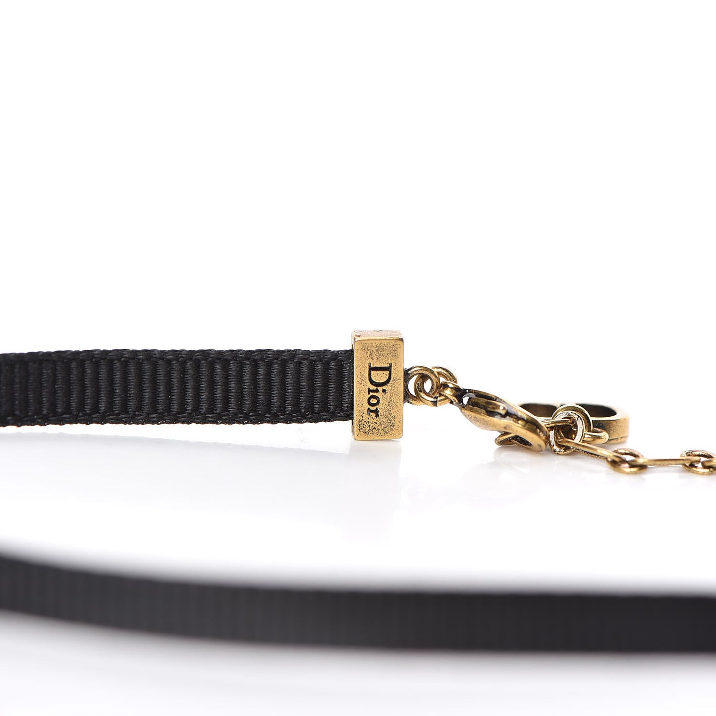 Grosgrain Ribbon J'Adior Logo Choker Necklace Black