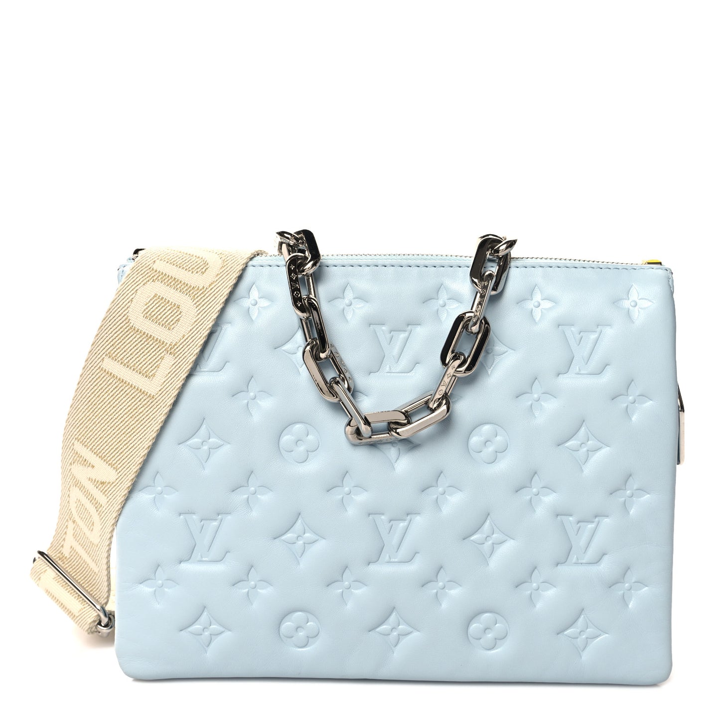 Lambskin Embossed Monogram Coussin PM Bleu