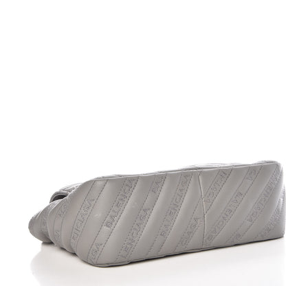 Balenciaga Calfskin Logo Matelasse S BB Round Shoulder Bag Gris Haussmannien 4 of 9