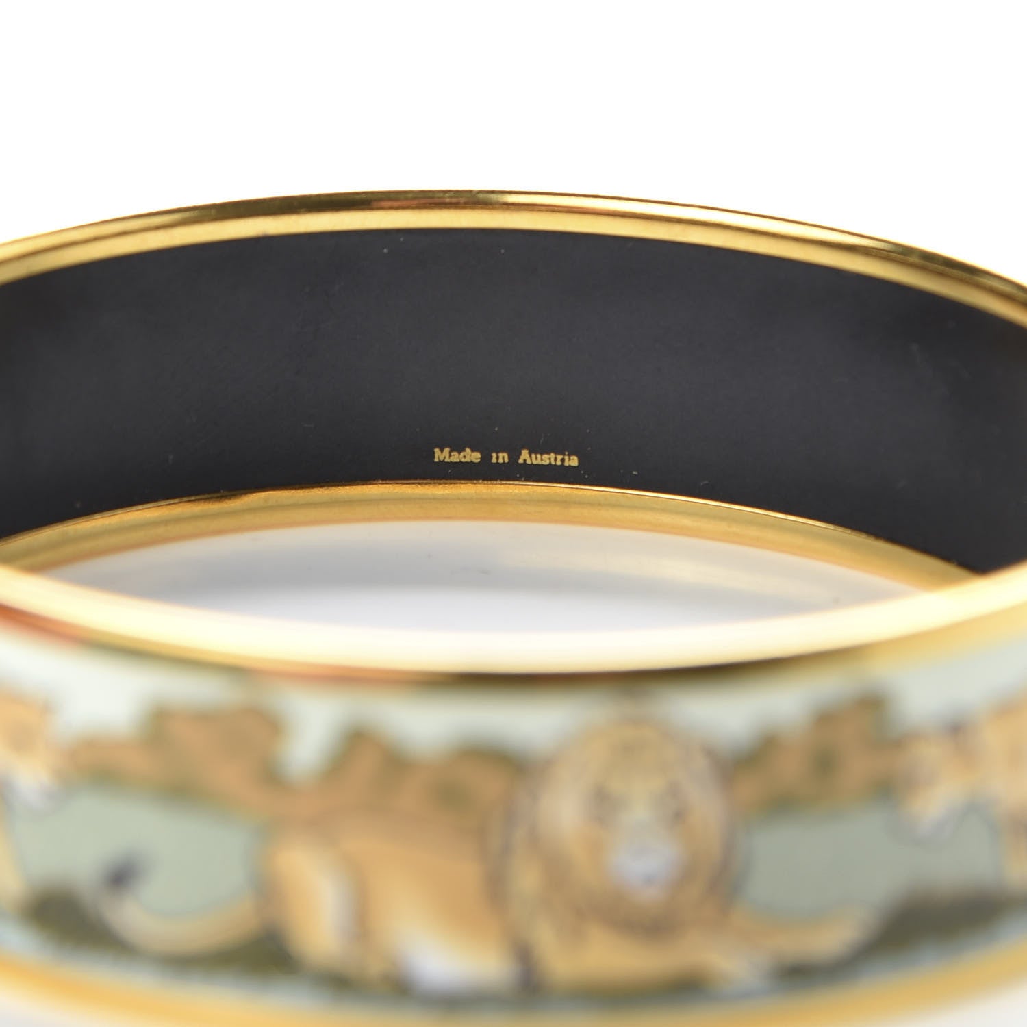 Hermes Enamel Printed Pride of Lions Wide Bracelet 70 4 of 7