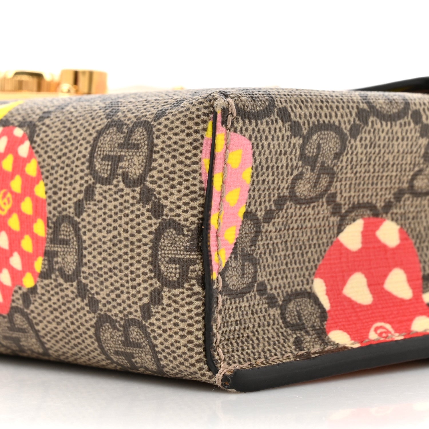 Gucci GG Supreme Monogram Les Pommes Mini Padlock Top Handle Shoulder Bag Beige Ebony Multicolor Cotton Candy Pink 9 of 18