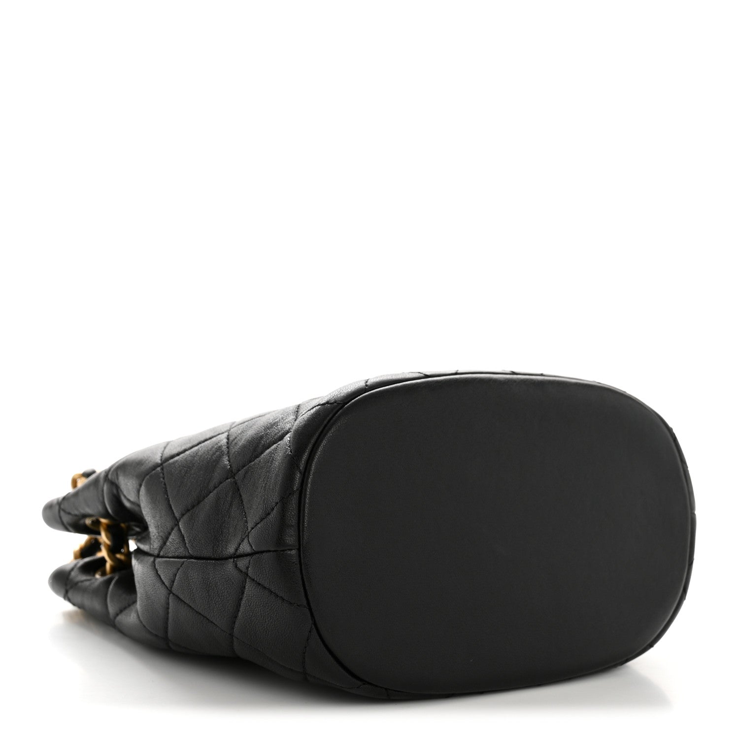 Chanel Lambskin Quilted Chaine Lettre Small Bucket Bag Black 4 of 14