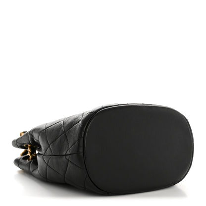 Chanel Lambskin Quilted Chaine Lettre Small Bucket Bag Black 4 of 14