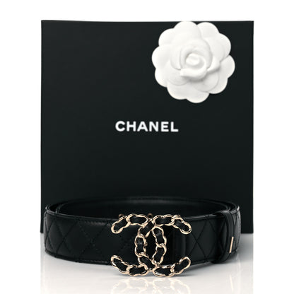 Chanel Calfskin Quilted CC Chain Belt 70 28 Black 6 of 6