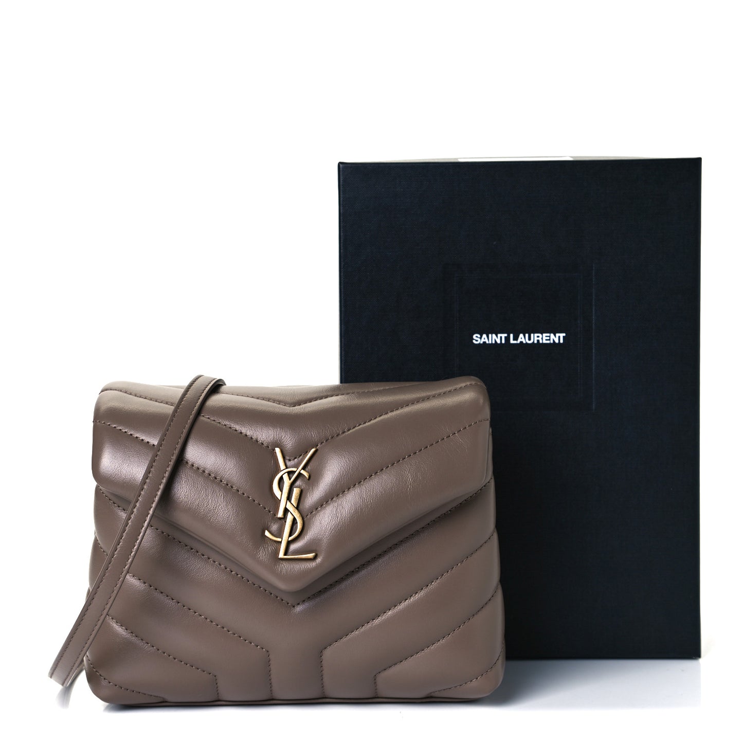 Calfskin Y Quilted Monogram Toy Loulou Crossbody Bag Dark Beige