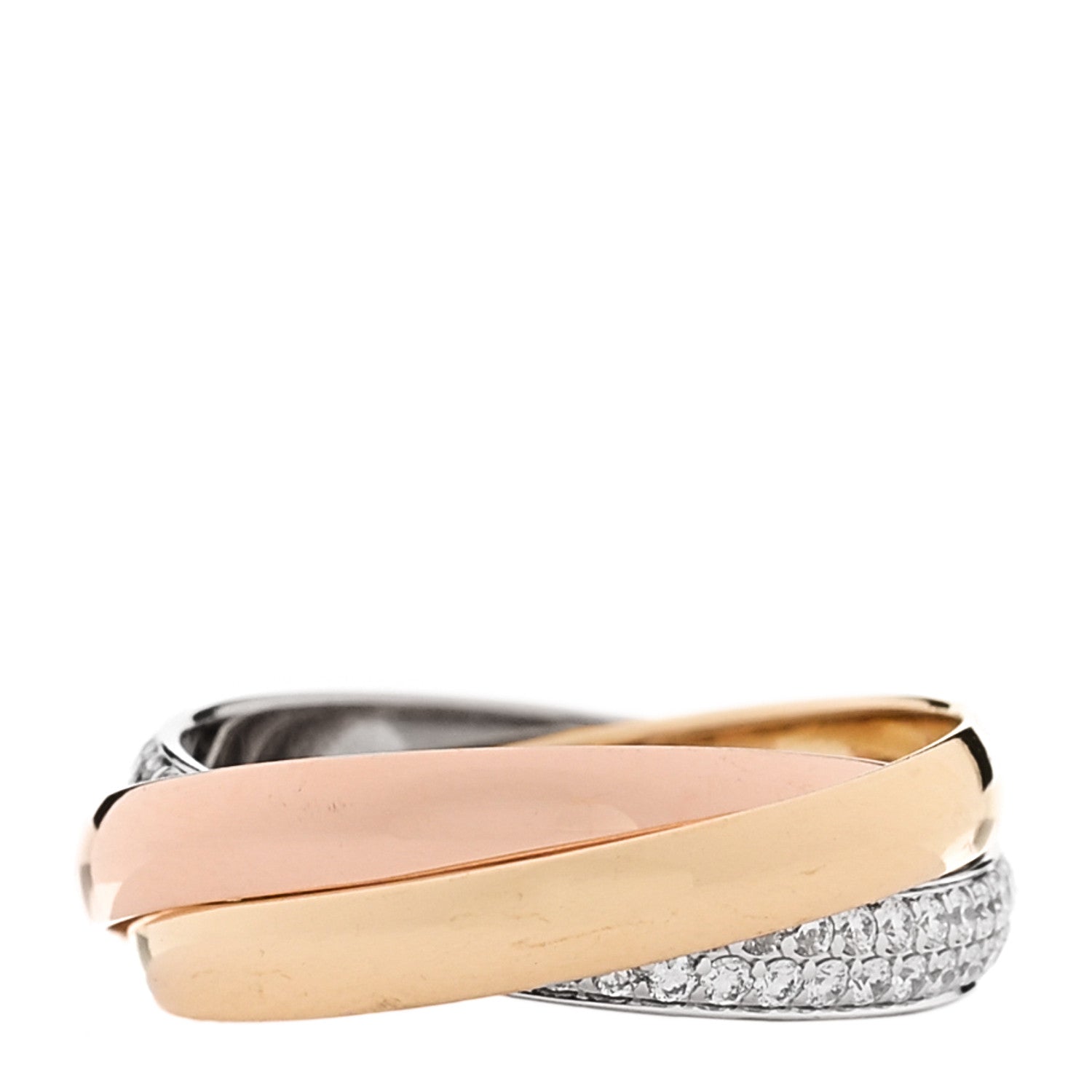 Cartier 18K White Yellow Pink Gold Diamond Small Trinity Paved Ring 48 4.5 3 of 4