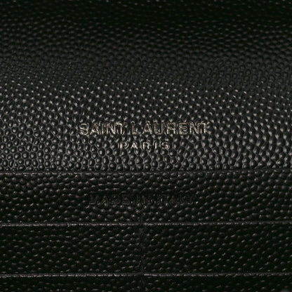 Saint Laurent Grain De Poudre Matelasse Chevron Monogram Monochrome Chain Wallet Black 6 of 10