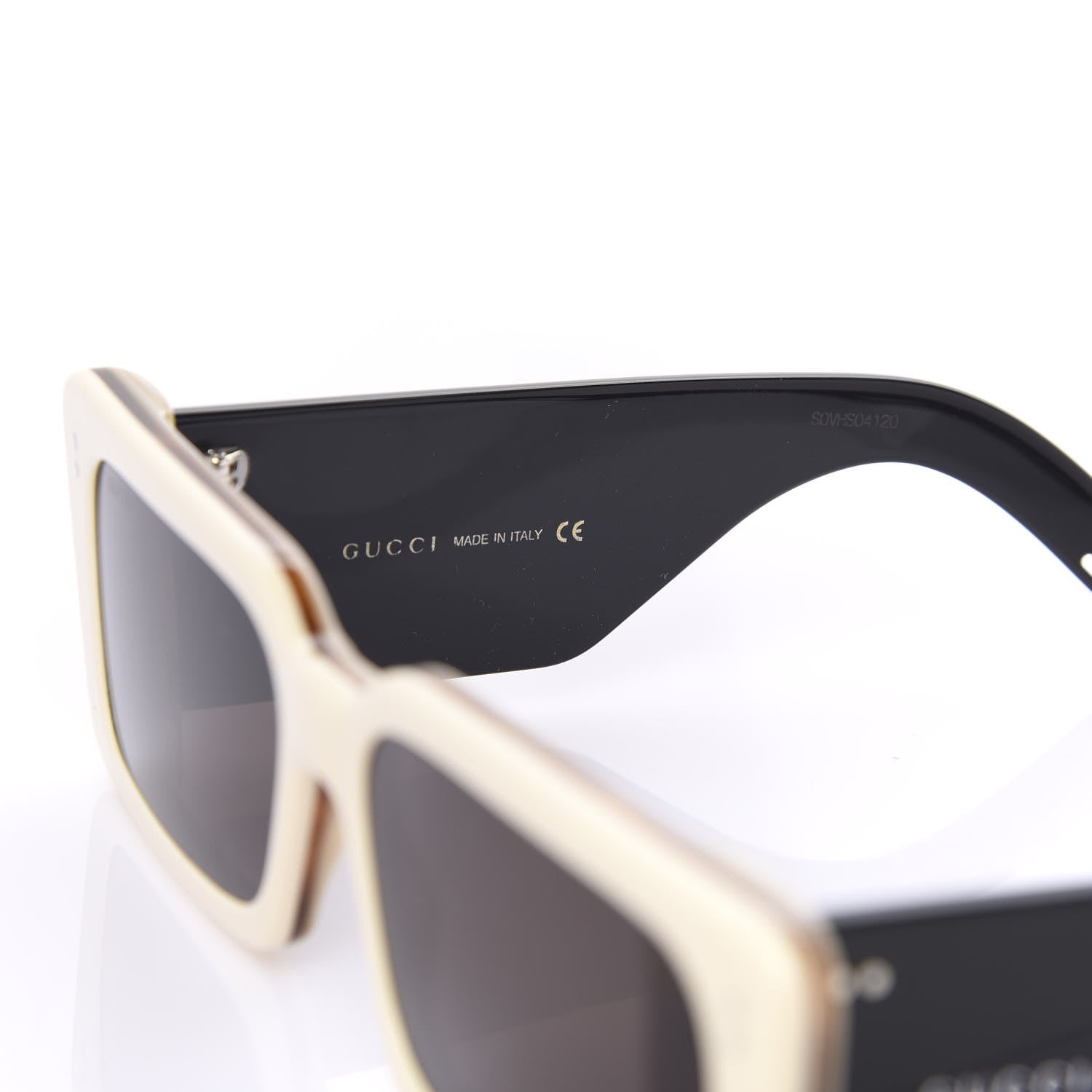 Gucci Acetate Rectangular Flap GG0543S Sunglasses White Black 6 of 8