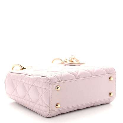 Christian Dior Metallic Lambskin Cannage Mini Lady Dior Lotus 4 of 9