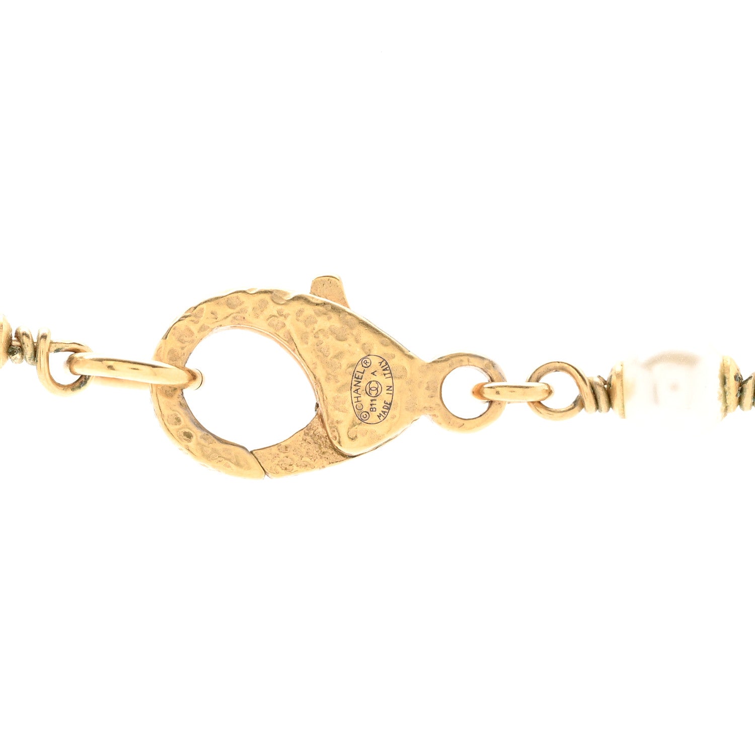 Chanel Irregular Pearl Bead CC Long Necklace Black Gold 5 of 5