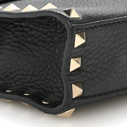 Valentino Garavani Pebbled Calfskin Medium Rockstud Flip Lock Crossbody Bag Black 9 of 10