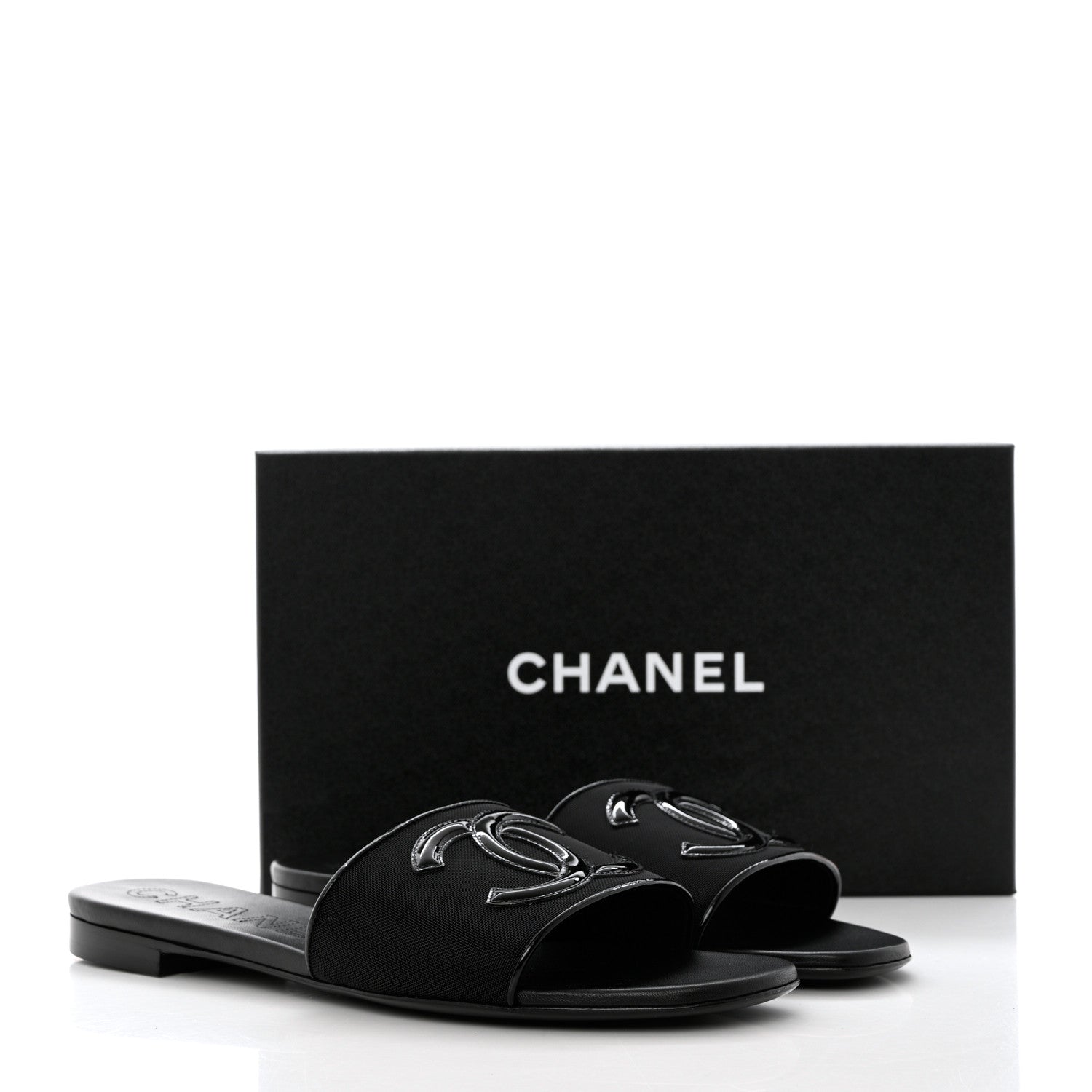 Chanel Mesh Patent Calfskin CC Mules 39.5 Black 9 of 9