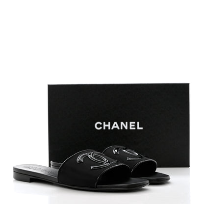 Chanel Mesh Patent Calfskin CC Mules 39.5 Black 9 of 9