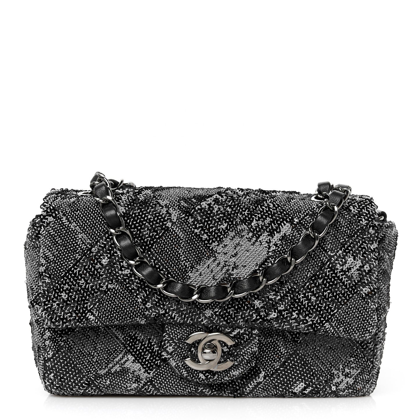 Sequin Mini Rectangular Single Flap Black