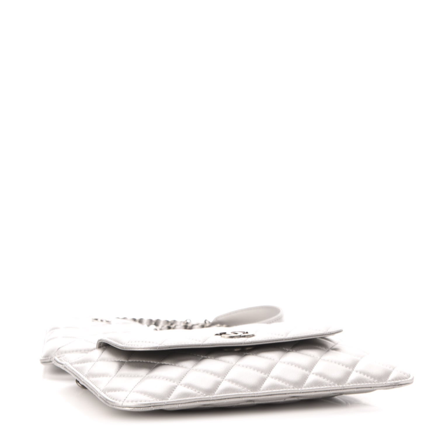 Chanel Metallic Lambskin Quilted Clutch With Chain Silver 4 of 12