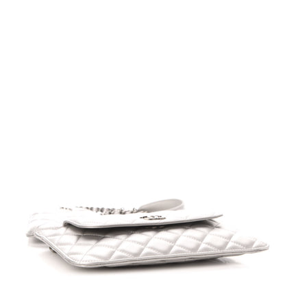 Chanel Metallic Lambskin Quilted Clutch With Chain Silver 4 of 12