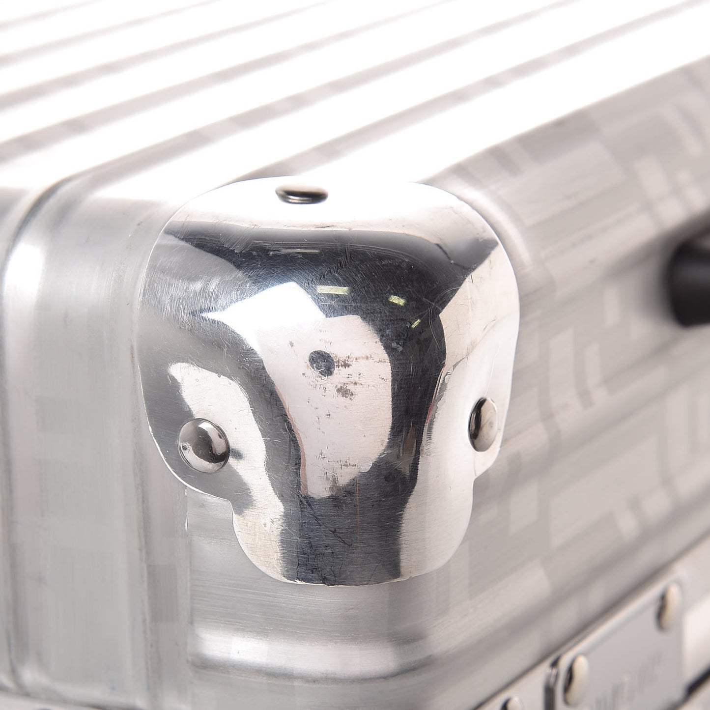X RIMOWA Aluminum FF Print Roll Away Carry On Luggage Silver