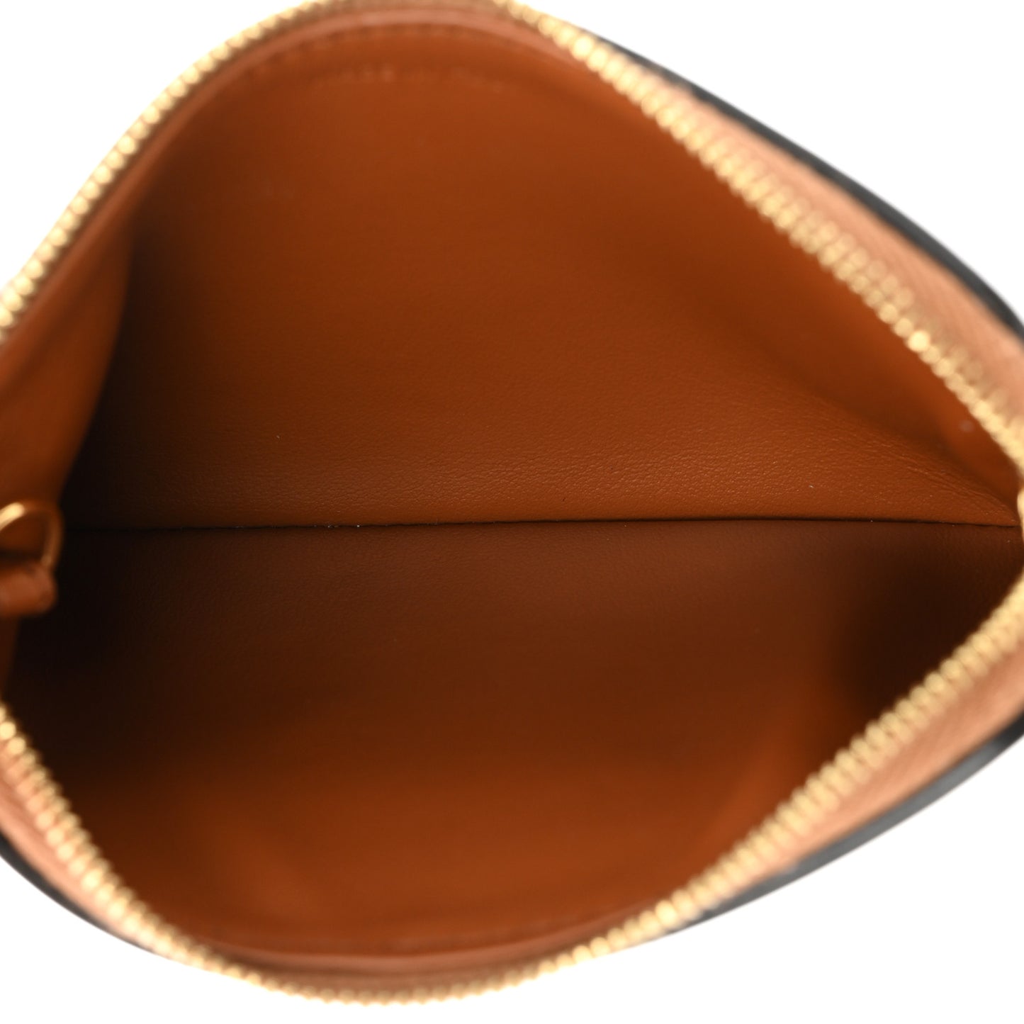 Smooth Calfskin Cuir Triomphe Coin and Card Pouch With Hook Tan