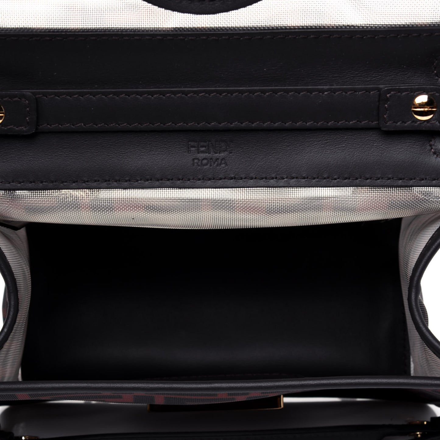 Mesh Vitello Century F is Fendi FF 1974 Small Kan I Shoulder Bag Marrone Black Ebano