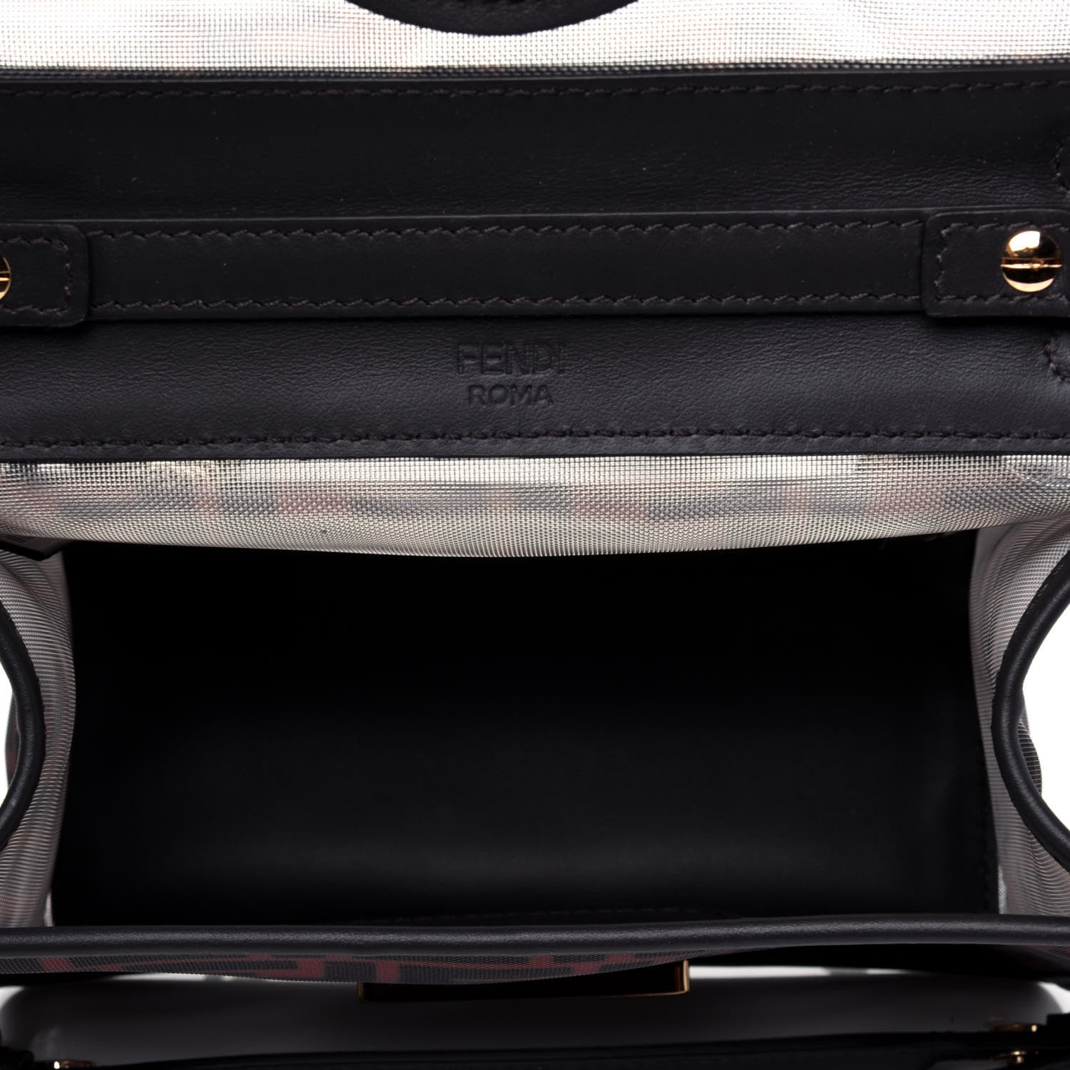 Fendi Mesh Vitello Century F is Fendi FF 1974 Small Kan I Shoulder Bag Marrone Black Ebano 5 of 14