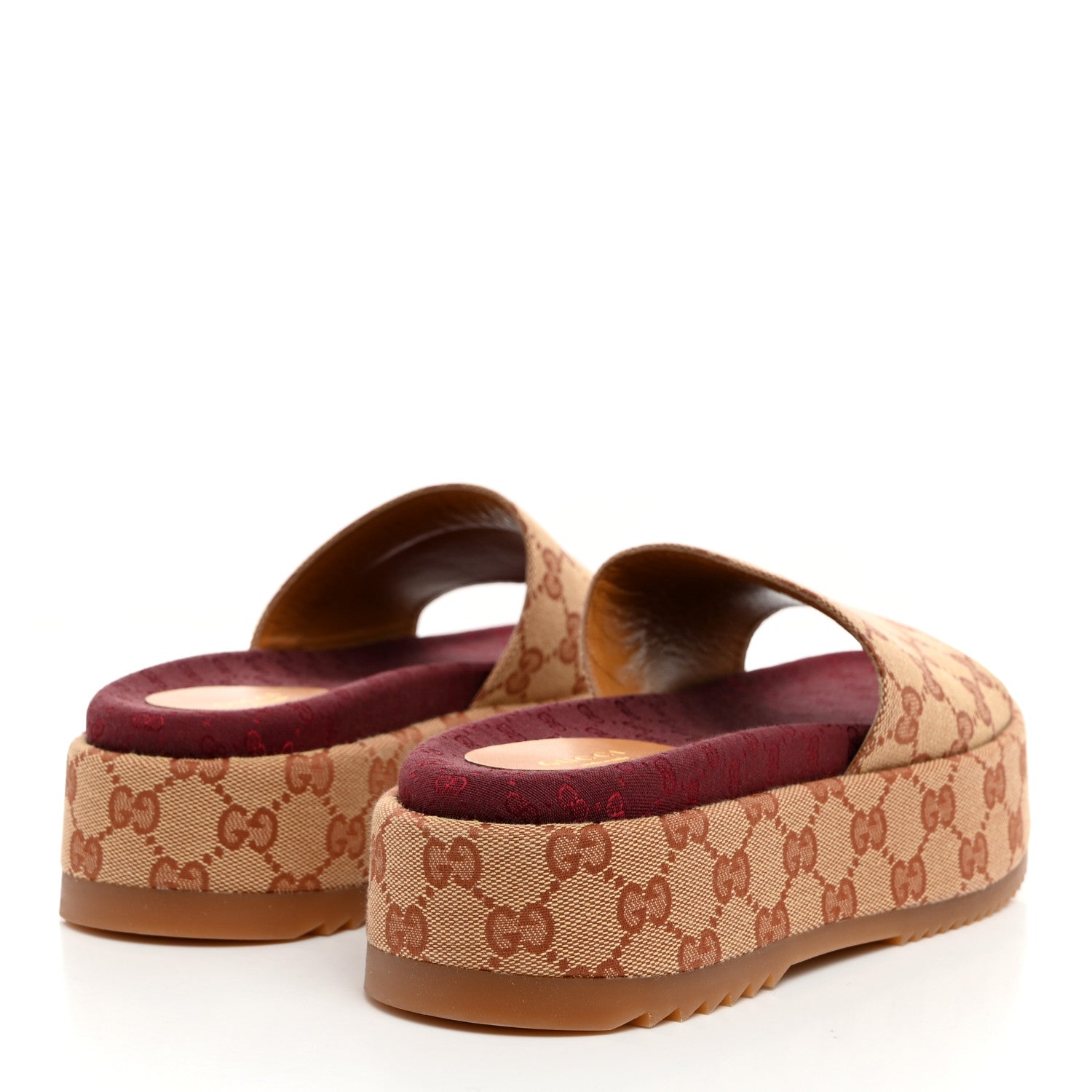 Gucci Canvas GG Monogram Angelina Platform Slide Sandals 38.5 Beige Ruggine 4 of 8