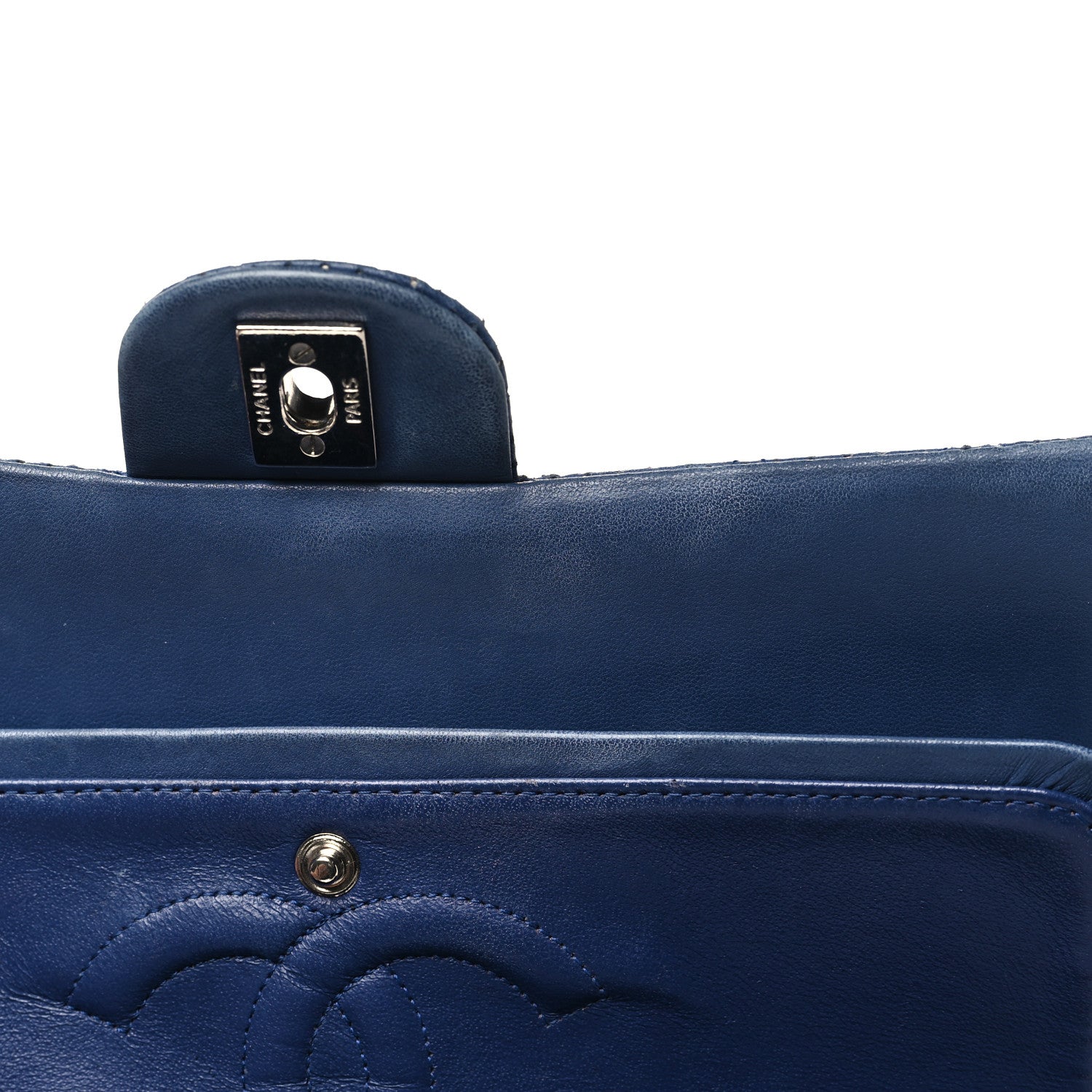Chanel Lambskin Perforated Medium Double Flap Blue 13 of 14
