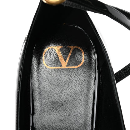 Valentino Garavani Patent Ballerina Ankle Strap Flats 41 Black 7 of 9