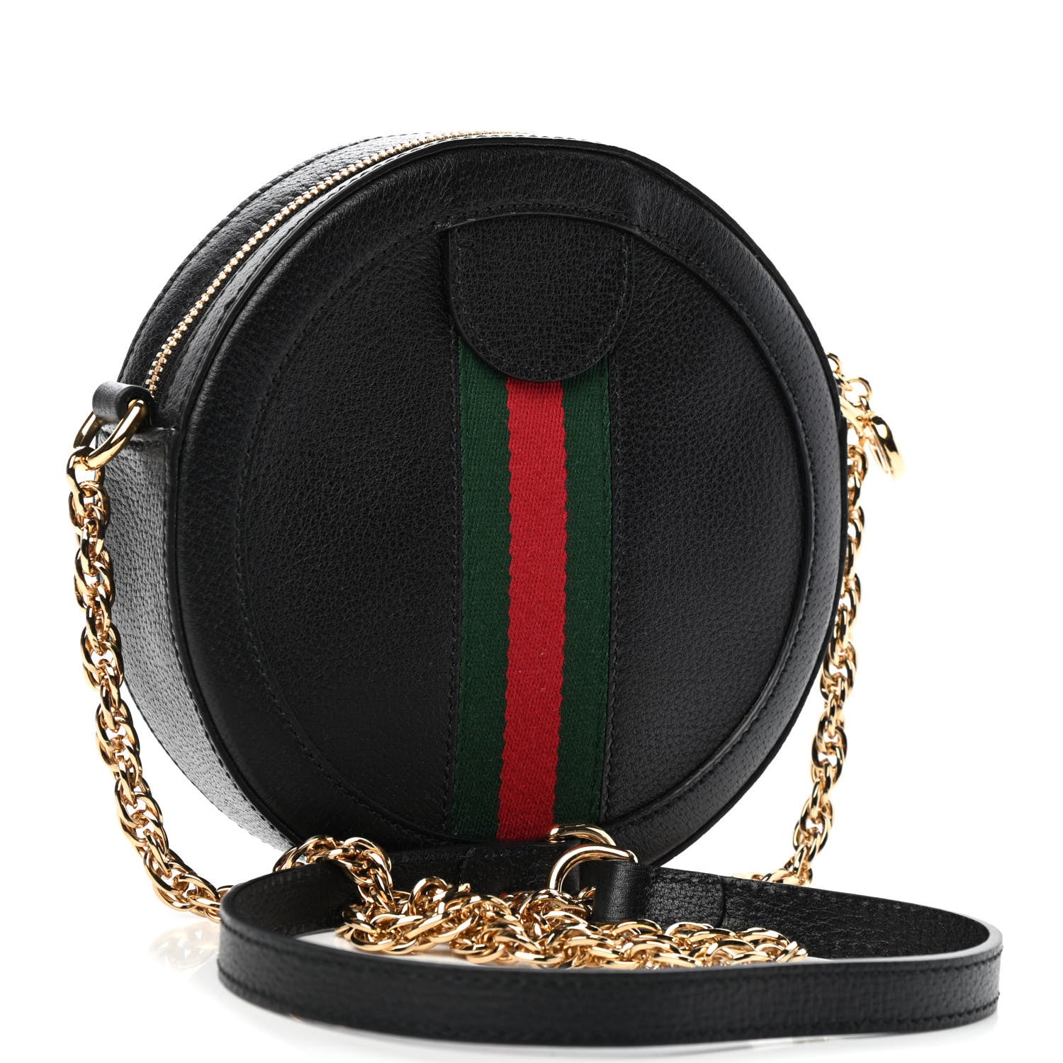 Gucci Grained Calfskin Web Mini Ophidia Round Shoulder Bag Black 2 of 4