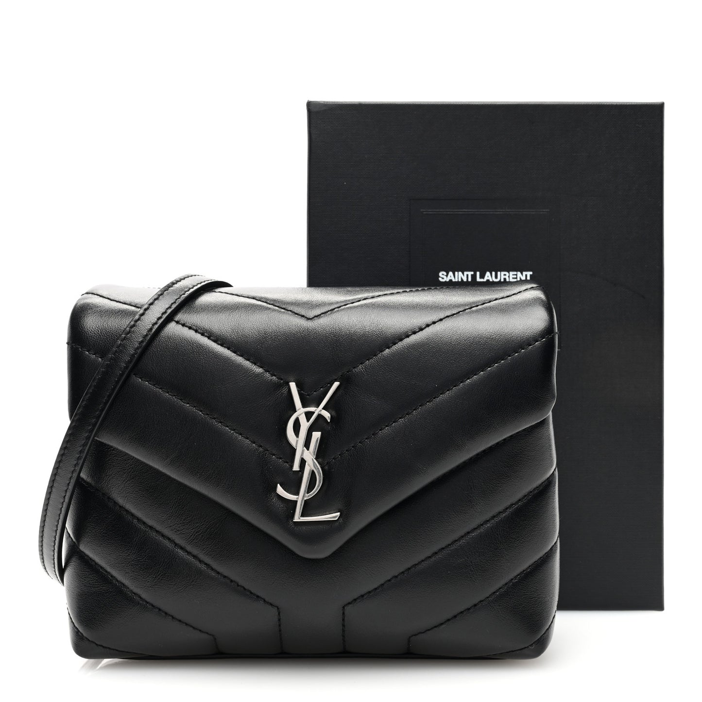 Calfskin Y Quilted Monogram Toy Loulou Crossbody Bag Black
