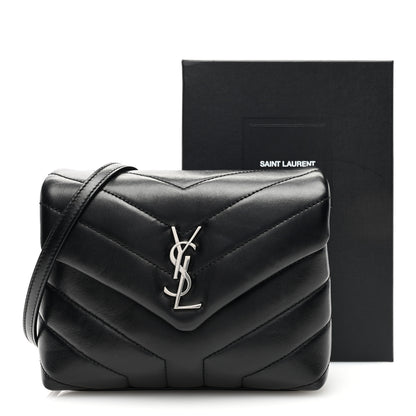Saint Laurent Calfskin Y Quilted Monogram Toy Loulou Crossbody Bag Black 10 of 10