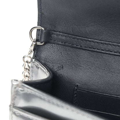 Christian Dior Metallic Micro-Cannage Diorama Wallet on Chain Pouch Argent 10 of 11