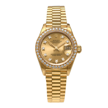 Rolex 18K Yellow Gold Diamond 26mm Datejust President Watch Champagne 69178 1 of 5