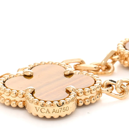 Van Cleef & Arpels 18K Yellow Gold Tiger Eye 20 Motifs Vintage Alhambra Necklace 5 of 6