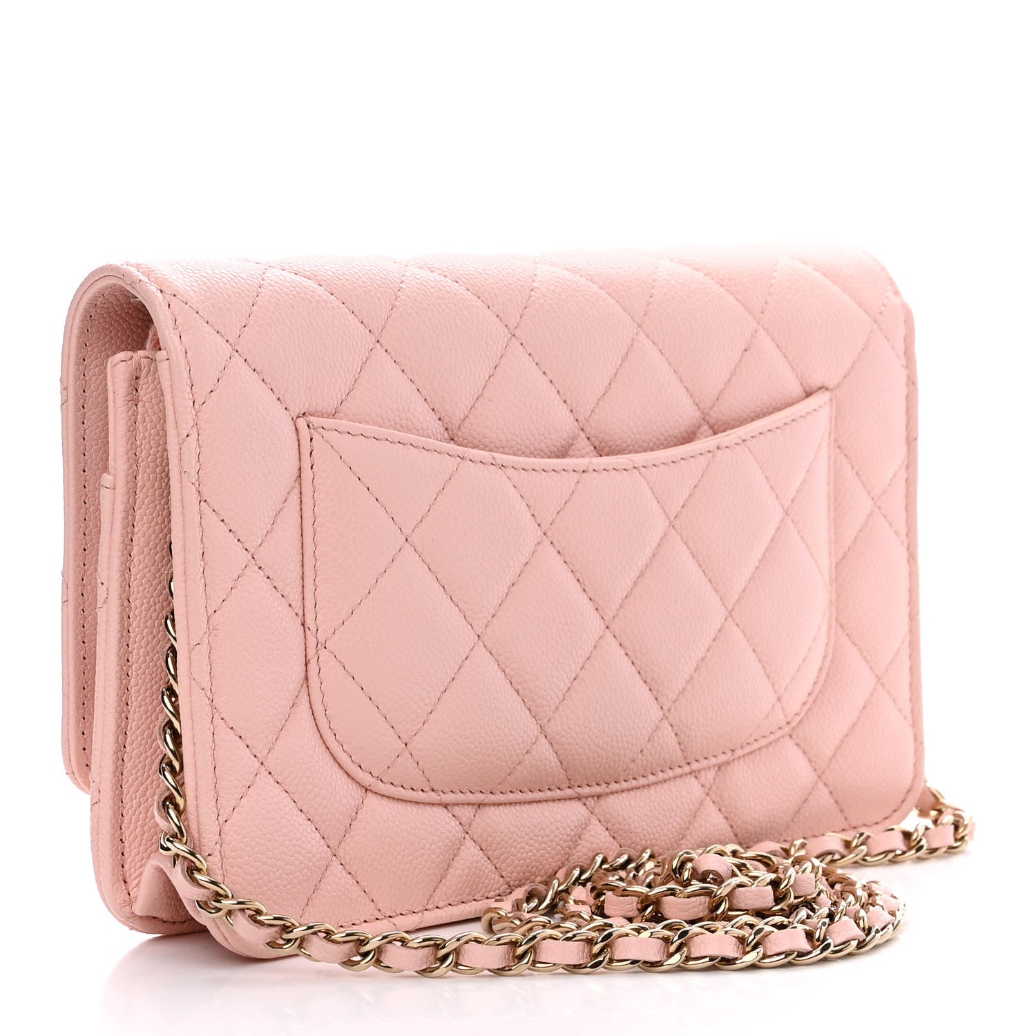 Chanel Caviar Quilted Wallet on Chain WOC Light Pink 3 of 13